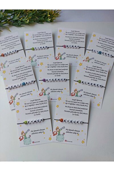 Lilamor 5 Adet Karne Hediyesi İsimli Bileklik