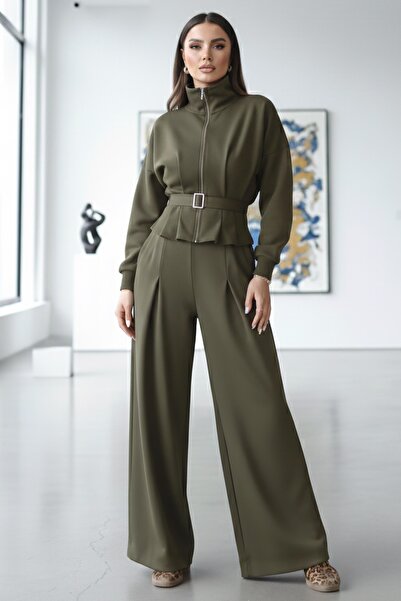 TOFİSA Gipeli Modal Double Suit Khaki - 28093-Haki