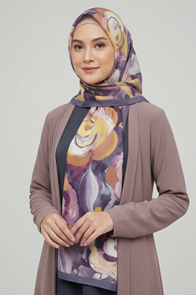 TOFİSA Flower Garden Series Cotton Shawl Lilac - 28090-Lila