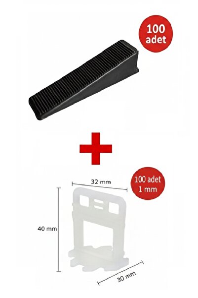 tabis Seviye Tespit Seti Seramik & Fayans 1 mm 100 Klips + 100 Takoz | Ekonom...