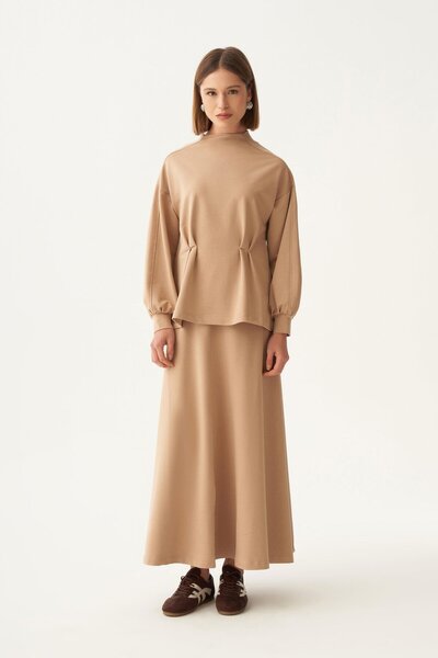 ALLDAY Mink-Soft Textured Pleated Detailed Skirt Suit