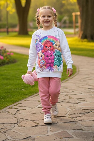 TOFİSA Set de pijamale pentru fete Gul Kurusu cu imprimeu - 28107-GUL-KURUSU