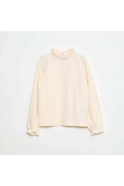 KIABI تيشيرت أبيض بياقة عالية مضلعة