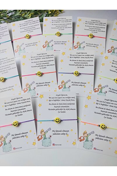 Lilamor 5 Adet Karne Hediyesi Gülen Yüz Bileklik (Renkli İp)