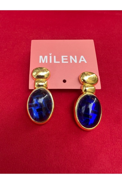 Milena Designer Store Milena Istanbul Natural Oval Vintage Design Earrings