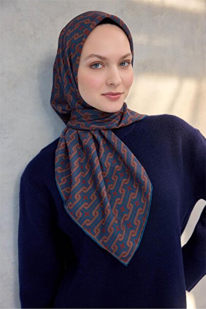 Silk Home Eșarfă moale din bumbac și poliester, model geometric, cărămidă înc...