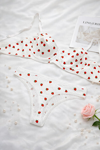 MILANOFOX Cotton Camisole Strap Bralette & Thong Two Piece Lingerie Set