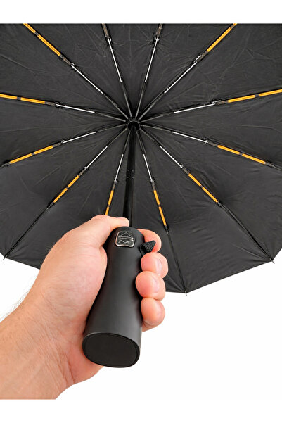 Basepoint Siyah Tam Otomatik 12 Telli Çift Fiber Şemsiye