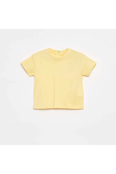 KIABI Loose-fit Plain Short-Sleeve T-shirt YELLOW