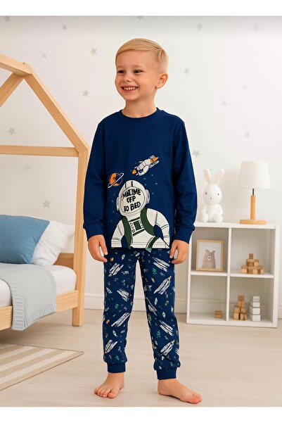 elmas kids Boy's 100% Cotton Astronaut Print Pajama Set