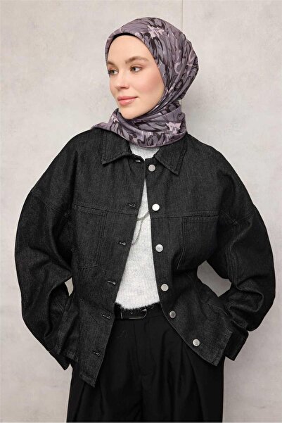 Silk Home Cotton Polyester Soft Scarf Botanical Pattern Pale Purple 90*90