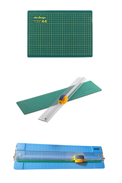 GLANCE A4 Sürgülü Kağıt Kesme Makinesi (Sürgülü Giyotin) +A4 Kesim Matı