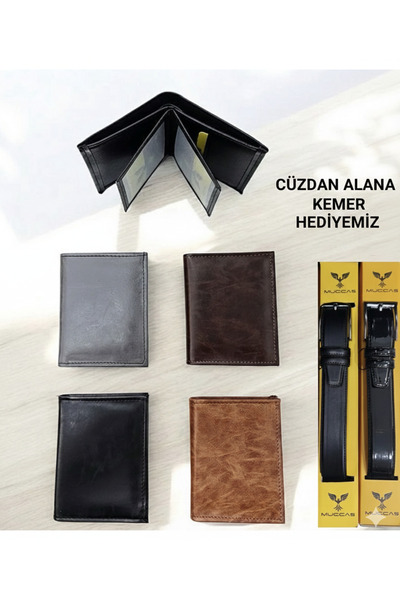 ATKGİYİM Wallet Alana Belt Gift - Vertical Model Functional Men's Wallet