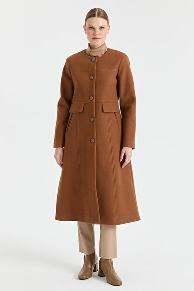 Esswaap Işıltı Taşlı Kaşe Kaban Taba