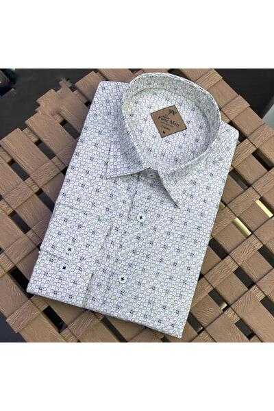 GÖMLEK GALERİSİ Men's Classic Wide Cut Patterned Long Sleeve Shirt