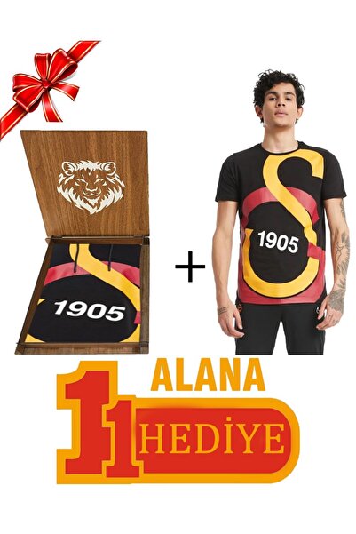 Galatasaray Orijinal Büyük Logolu Siyah Sweat Büyük Logolu T-shirt Ahşap Kutu...