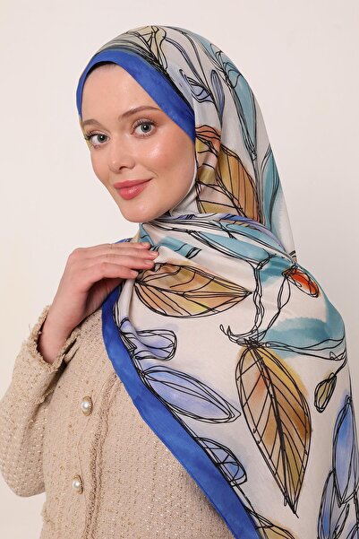 Luvensa Cobalt Luvensara Leaf Pattern Flora Shawl