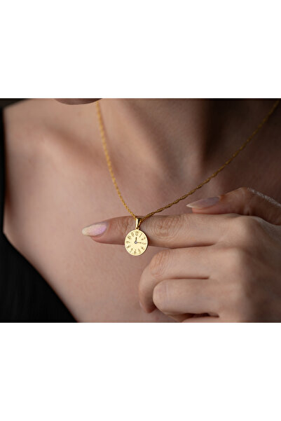 Flamingo pırlanta kolye kişiye özel saat özel an kolyesi zaman kolye<rose,gol...