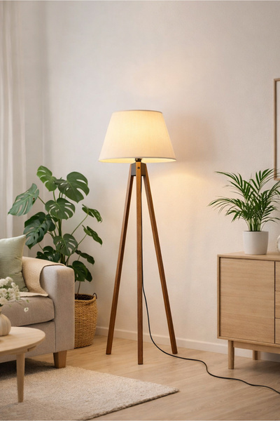 HOMİNG Krem Tripod Lambader Cafe Restoran Ev Ofis 242396