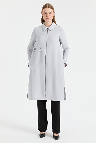 Esswaap Aksesuar Detaylı Fermuarlı GiyÇık Gri