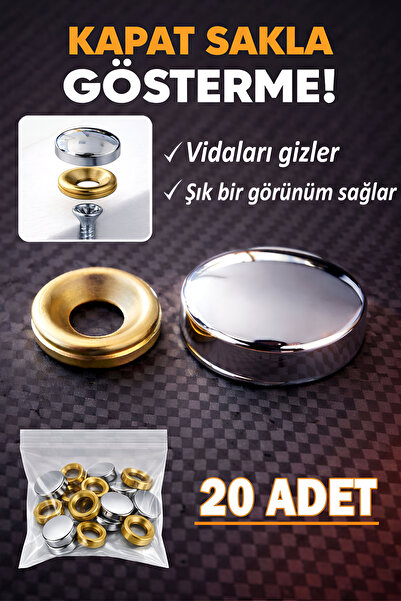 GLASWEN 20 Adet Vida Kapatıcı Kapağı 15 Mm Metal Vida Tapası Tıpası Dekoratif...