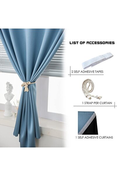 Generic Aijaz Self-Adhesive Blackout Curtains 100% Portable