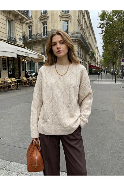 SAYZEN Braided Hair Basic Women's Knitwear Sweater