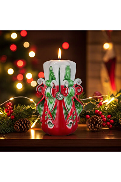 EVE CANDLES Hand carved candle NORTH POLE MAGIC, 8x15cm, 350g, 56h burning time