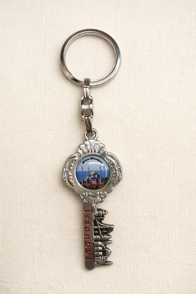 Elen Istanbul Themed Key Shaped Metal Keychain