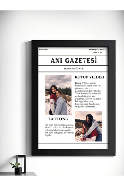 suncrafted Kişiye Özel Anı Gazetesi Tasarımlı Dostluk Tablosu | 2 Fotoğraflı ...