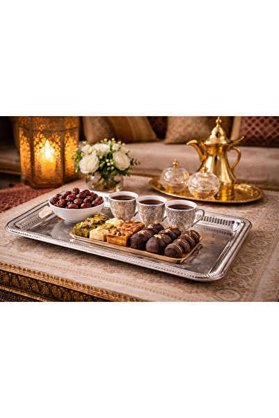 Dania ✨ Elegant and versatile rectangular silver serving tray made of stainle...