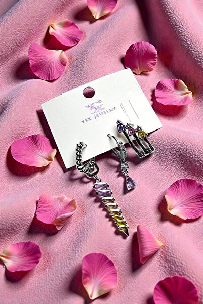 PETEK AKSESUAR 3 Pieces Ysx Zircon Earring Set