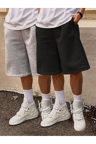 ZİYMO PANTALONI SCURȚI BĂRBAȚI, PACHET DE 2, CU ȘNURURI, DIN BUMBAC PEȚELIT