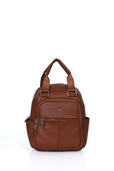 Meryem Çanta حقيبة ظهر نسائية ذات ملمس ناعم ومتعددة الأقسام مع حزام لليد