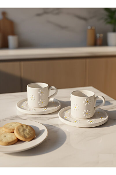 RGS HOMELİFE طقم فناجين سيراميك مصنوع يدويًا مكون من قطعتين، طقم فناجين شاي و...