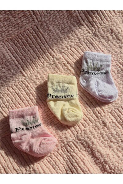 fındık bebe Baby Girl Socks 3-Piece Set 0-3 Months Old Newborn Baby Socks 3-P...