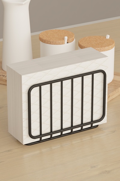 zabata Desktop Metal Napkin Holder Black and Modern Napkin Organizer