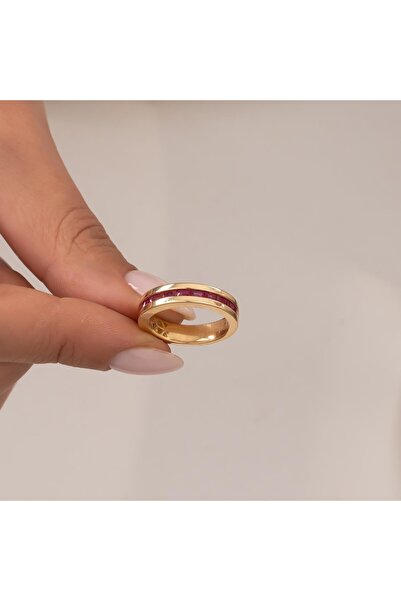 CETAŞ Pembe Taşlı 14 Ayar Altın Yüzük