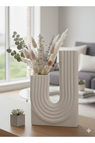 Lui Tasarım Nordic Style White Color U Type Modern Vase