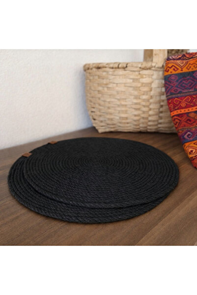 Naspar 2 Pieces Black Placemats - 28 cm Round & Presentation Mat & Coffee & B...