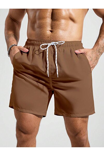 ZİYMO Pantaloni scurți din bumbac pieptănat cu șireturi pentru bărbați