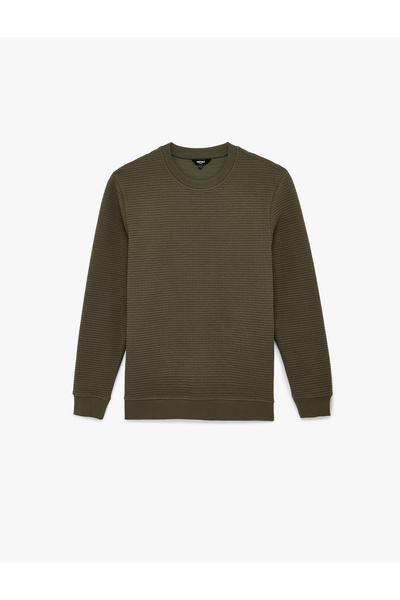 Koton Regular Fit Long Sleeve Waffle Textured Crew Neck Sweatshirt