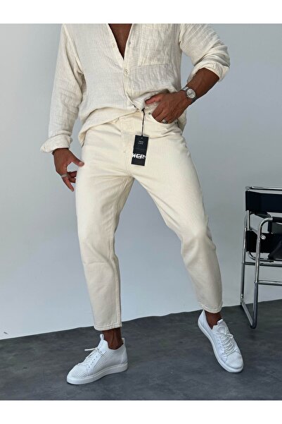 Casualmen32 Bej Boyfriend Pantolon