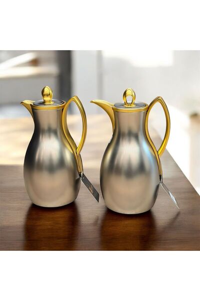 aljahwari Elegance 2-piece thermos set, glass inside and luxurious stainless ...