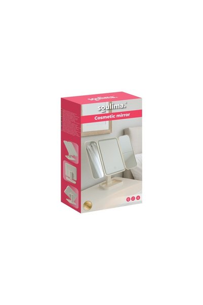 Soulima Oglindă cosmetică pliabilă cu LED 26952, 21 x 13,5 x 31 cm, alimentată prin USB