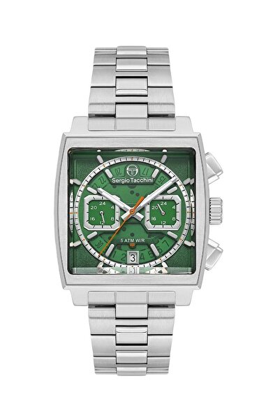 Sergio Tacchini ساعة يد رجالية ST.1.10460-4 بقرص مربع ووظائف متعددة بلون معدن...