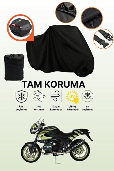 dokaca Black Rear Bag Compatible with Bmw R 1150 R Compatible Motorcycle Canvas