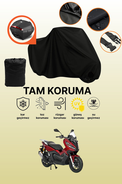 dokaca Kanuni Seha 150 Compatible Motorcycle Tarpaulin Compatible with Black ...