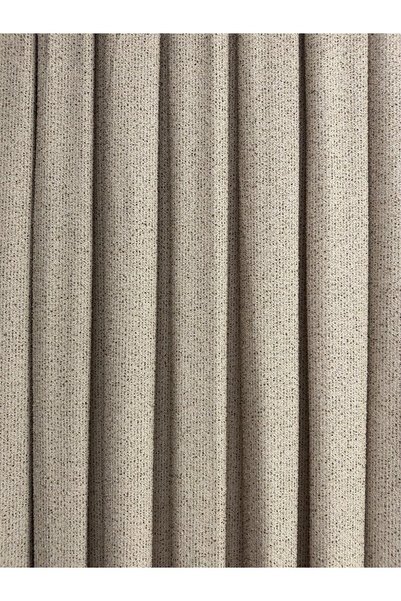 Perdenin Adresi Bohemian Fabric, Teddy Background Curtain Beige/Milk Coffee 1/3 Tight Pleat (Single Panel)
