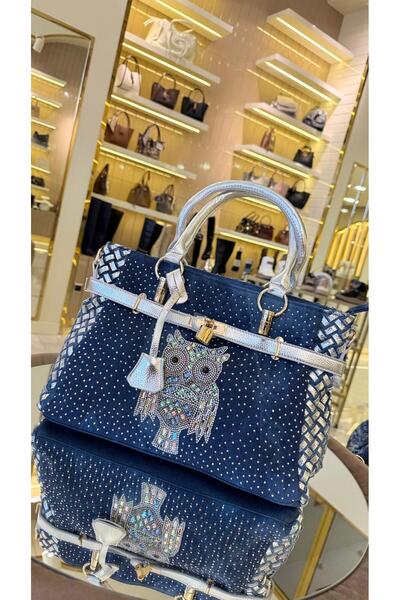 DUYGUSHOESBAG İthal Jean Model Taşlı Baykuş Model Kadın Çanta -1080-